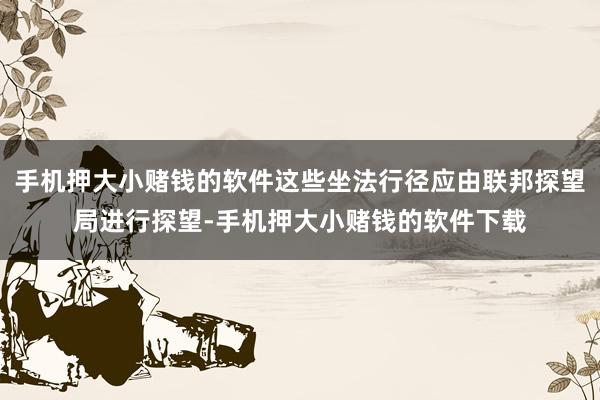 手机押大小赌钱的软件这些坐法行径应由联邦探望局进行探望-手机押大小赌钱的软件下载
