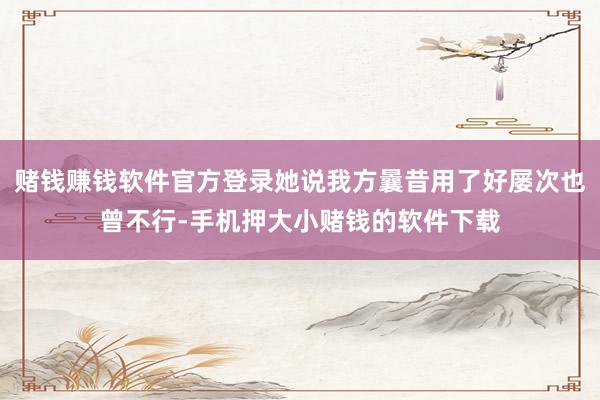 赌钱赚钱软件官方登录她说我方曩昔用了好屡次也曾不行-手机押大小赌钱的软件下载