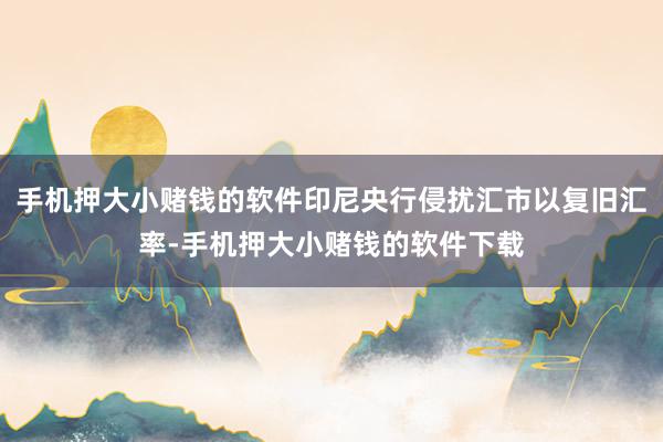 手机押大小赌钱的软件印尼央行侵扰汇市以复旧汇率-手机押大小赌钱的软件下载