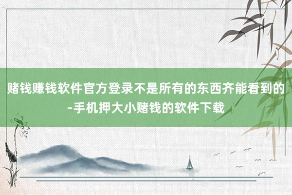 赌钱赚钱软件官方登录不是所有的东西齐能看到的-手机押大小赌钱的软件下载